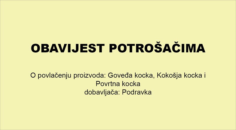 Obavjest o povlačenju proizvoda